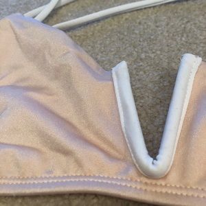 Tan/white bathing suit top